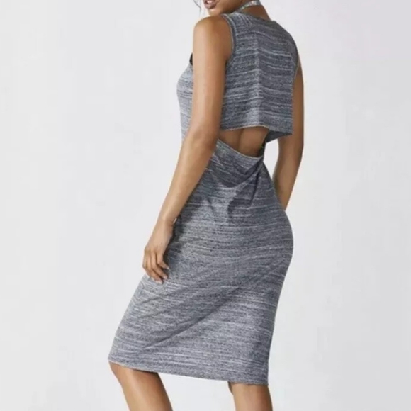 FABLETICS Eileen Midi Dress with Cut Out Back Charcoal Space Dye Size S - Picture 9 of 9